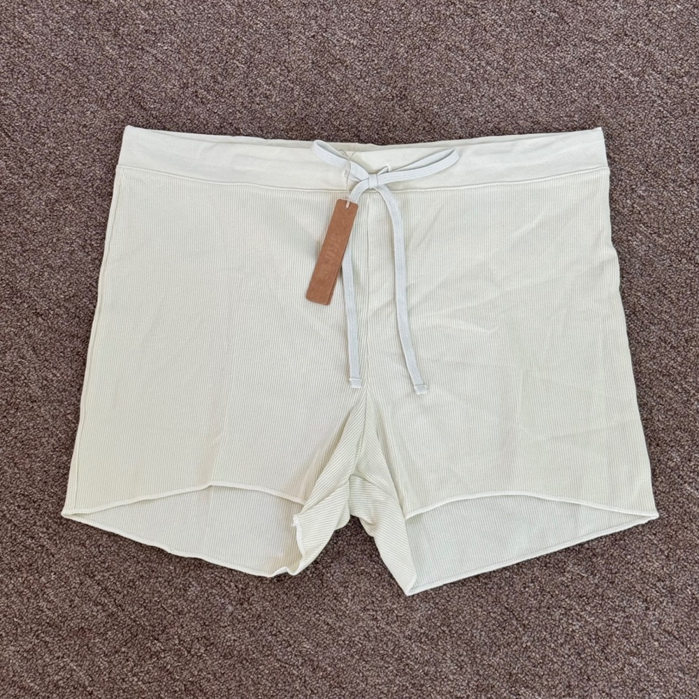 SKIMS Cotton Rib Drawstring Short Bone Off White AP-SHO-1774 Womens 2X NWT